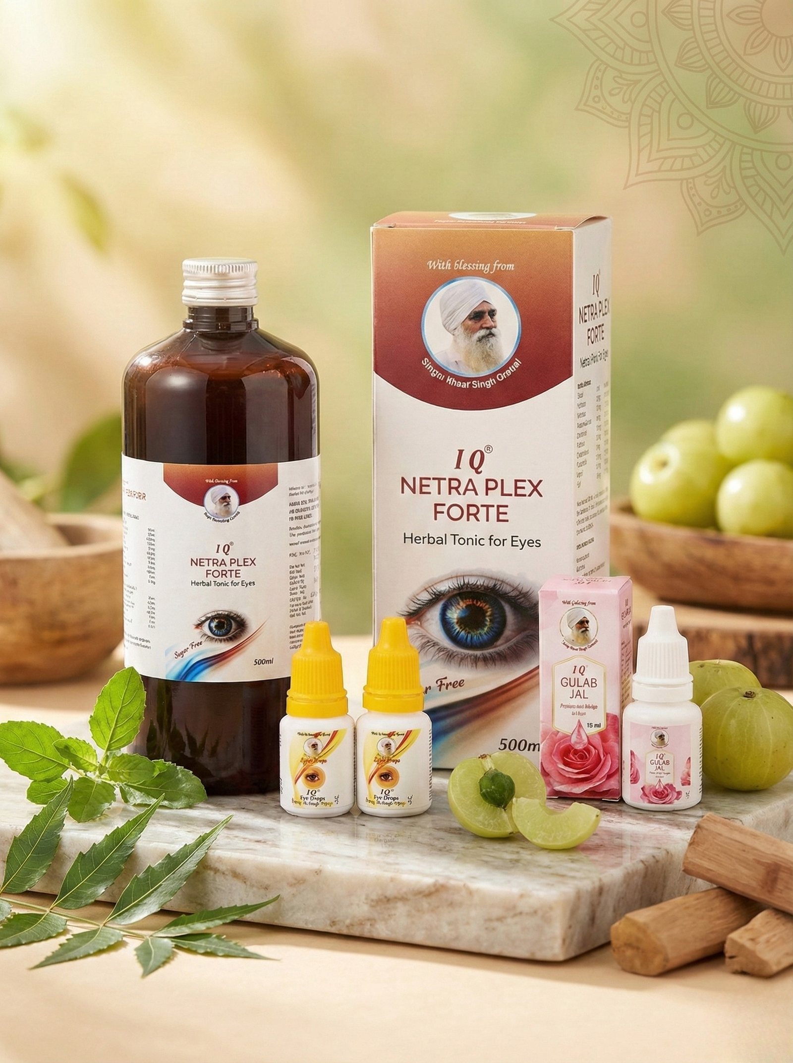 IQ Complete Eye Care Kit – Netra Plex Forte Tonic, Herbal Eye Drops & Gulab Jal